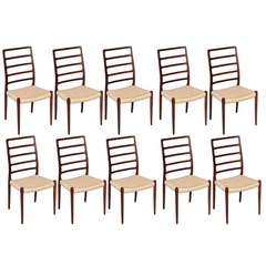 Neils Moller NO. 82 Highback Dining Chairs in Rosewood, set of 10