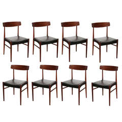 Fredrik Kayser Rosewood Black Vinyl Dining Chairs