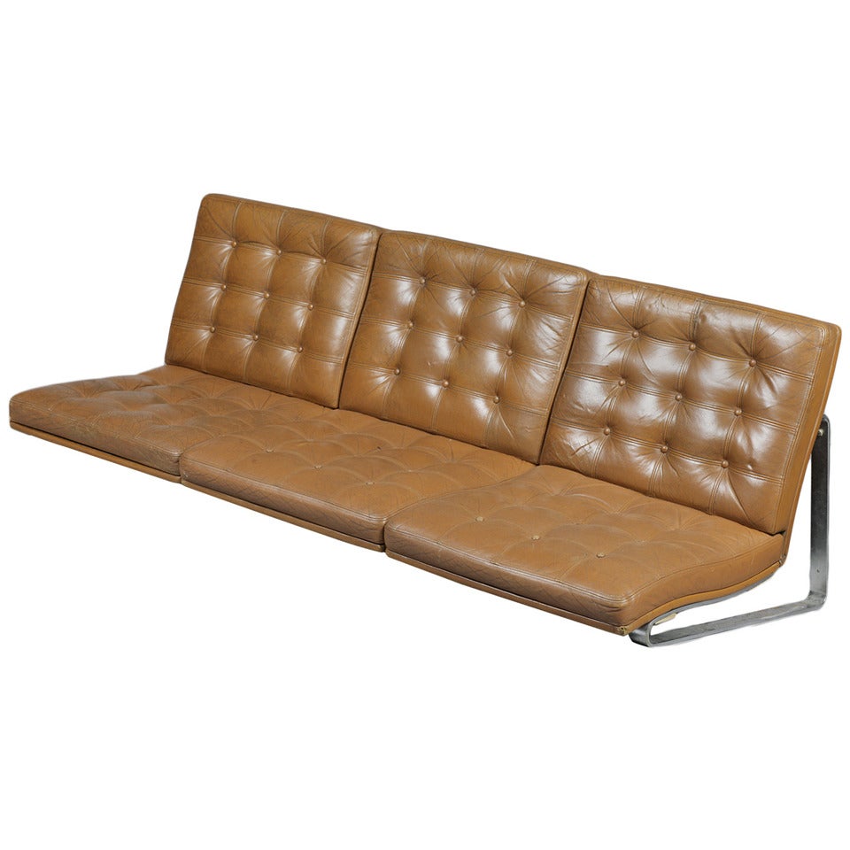 WallMounted 3Seater Leather Sofa by Gerlev and Knudsen at 1stDibs