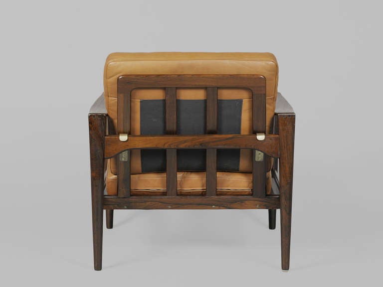 Solid Rosewood and Leather Lounge Chair by Kai Kristiansen In Excellent Condition In New York, NY