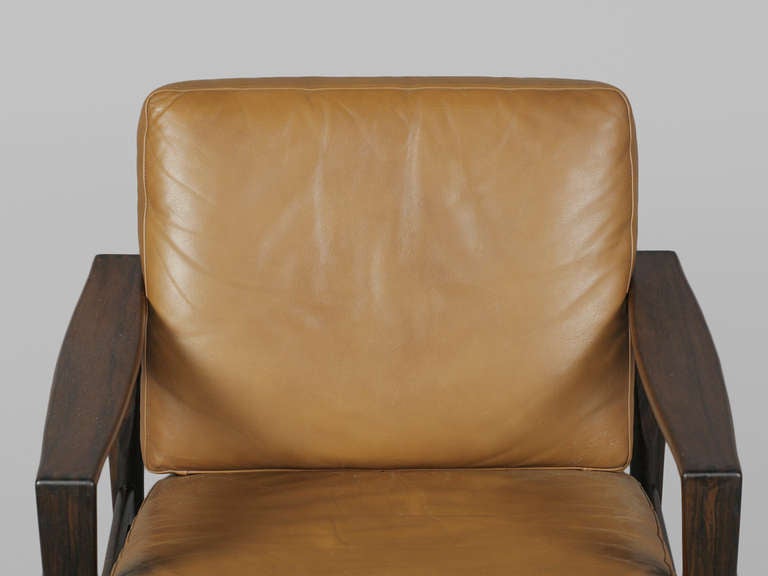 Mid-20th Century Solid Rosewood and Leather Lounge Chair by Kai Kristiansen