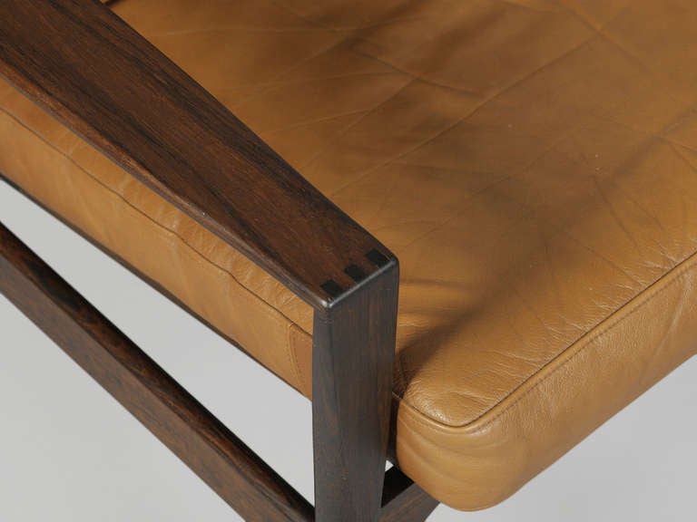 Solid Rosewood and Leather Lounge Chair by Kai Kristiansen 2