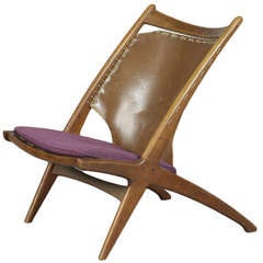 Single Teak Cross Lounge Chair by Frederik Kayser