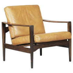 Solid Rosewood and Leather Lounge Chair by Kai Kristiansen