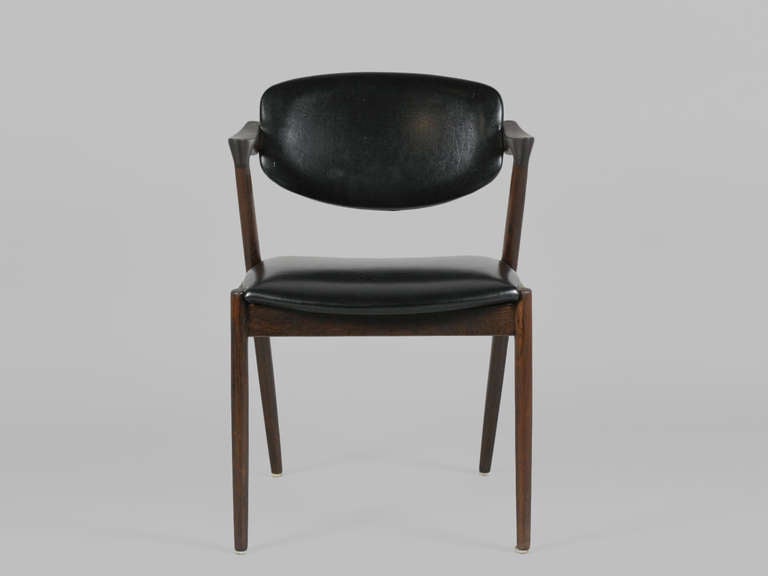 Set of 6 Danish Modern Rosewood Kai Kristiansen Z Dining Chairs