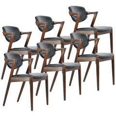 Set of 6 Danish Modern Rosewood Kai Kristiansen Z Dining Chairs