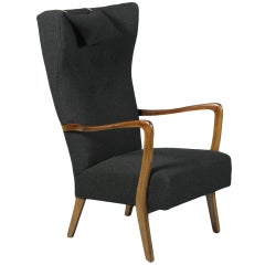 Danish 1940's Beech Wingback Chair