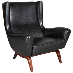 Leather Wingback Chair by Illum Wikkelso