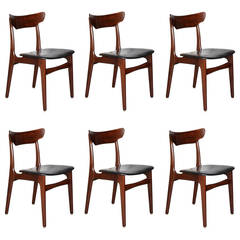 Danish Rosewood Dining Chairs, Set of Six