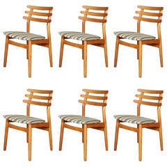 Oak Ladder-Back Dining Chairs by Poul Volther, Model J48, Set of Six
