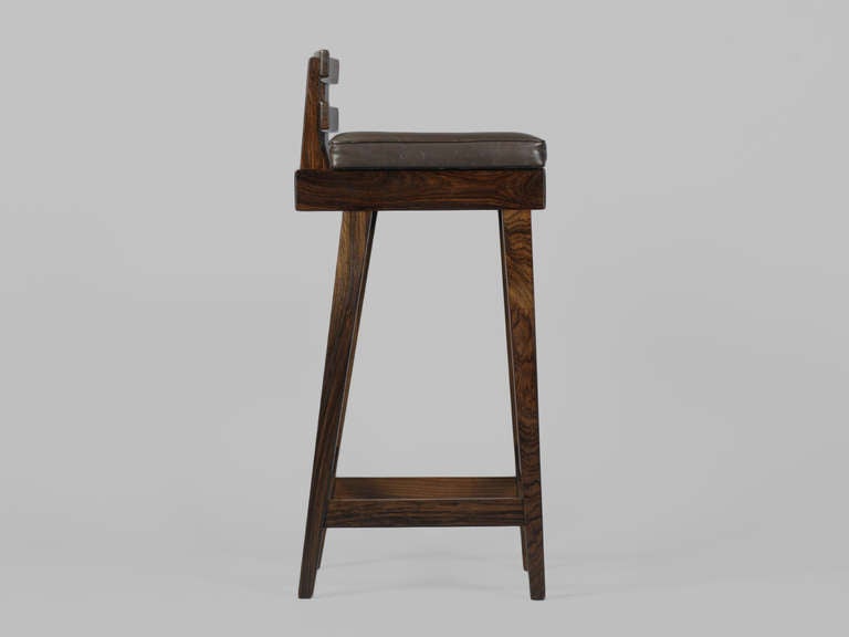 Danish Rosewood Bar Stools with Leather Seats at 1stDibs