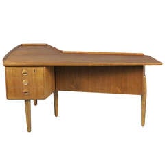 Danish Modern Atomic Era Teak Boomerang Desk by Arne Vodder