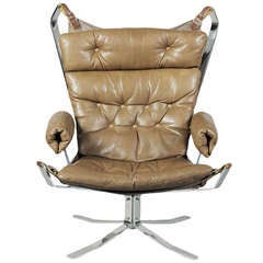 Chrome and Leather Falcon Chair by Sigurd Ressell