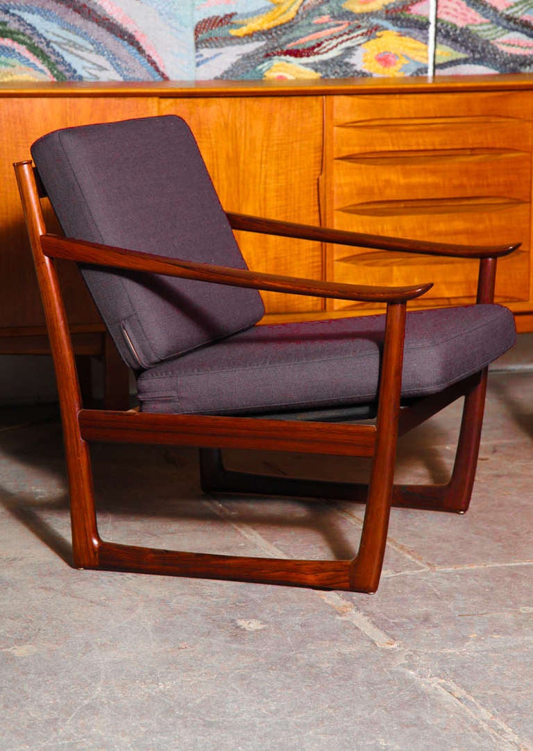 Scandinavian Modern Pair of Rosewood Lounge/Armchairs by Peter Hvidt and Olga Molgaard-Nielsen