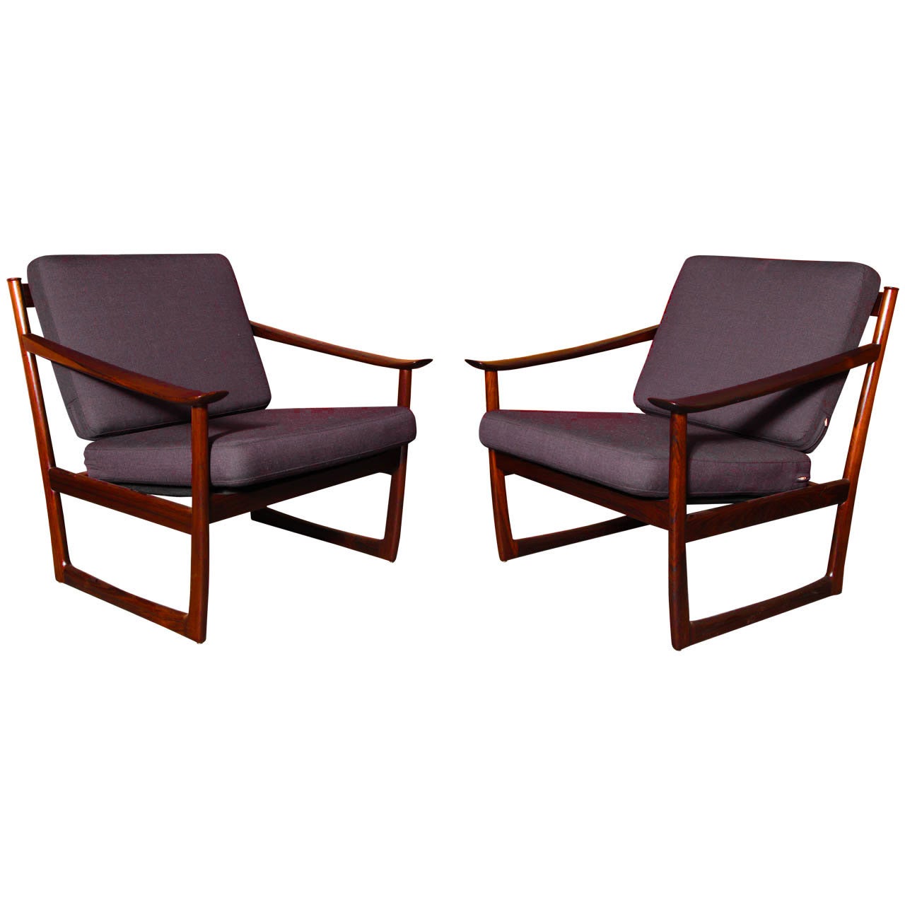 Pair of Rosewood Lounge/Armchairs by Peter Hvidt and Olga Molgaard-Nielsen