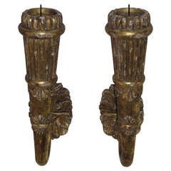 Antique Pair of Gilded Wall Sconces