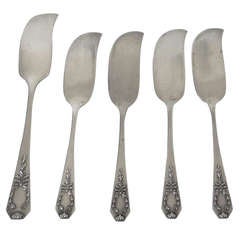 Set of Five Whitling Sterling Butter Knives