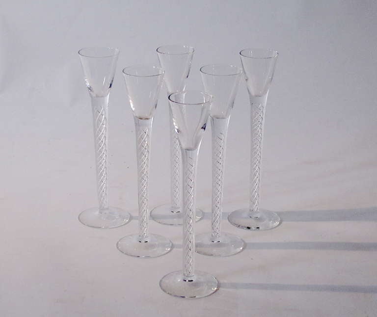 Danish Hand Blown Long Stemmed Aquavit Glasses