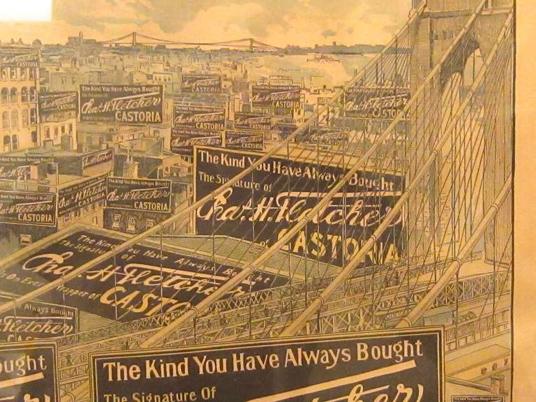 Folk Art Americana: Advertising  Featuring the Brooklyn Bridge For Sale