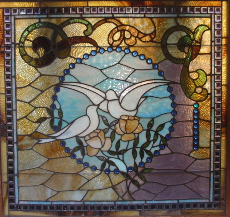 American Stained Glass Panel 19th c.