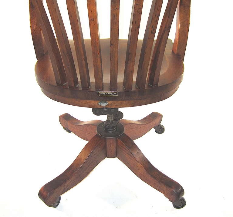 Industrial Solid Walnut Swivel Desk Chair