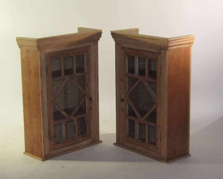 Pair of irish Glazed Front Cabinets In Good Condition In Solebury, PA
