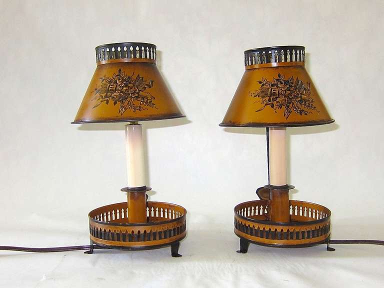 Pair of Vintage French Tole Table Lamps