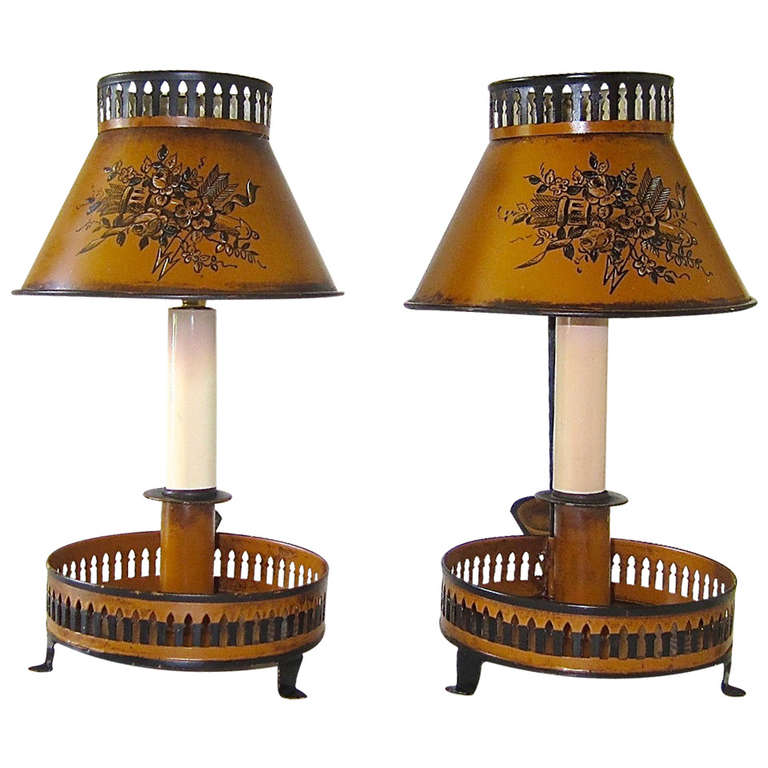 Pair of Vintage French Tole Table Lamps For Sale at 1stDibs