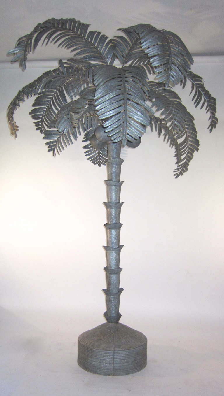 English Galvanized Tin Coconut Palm Tree