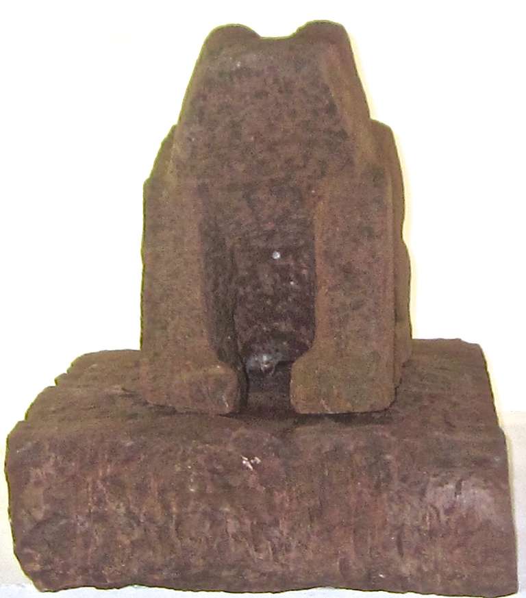 Folk Art Carved Stone Frog on Pedestal