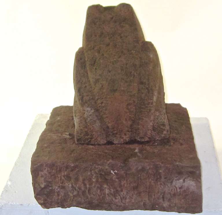 American Carved Stone Frog on Pedestal