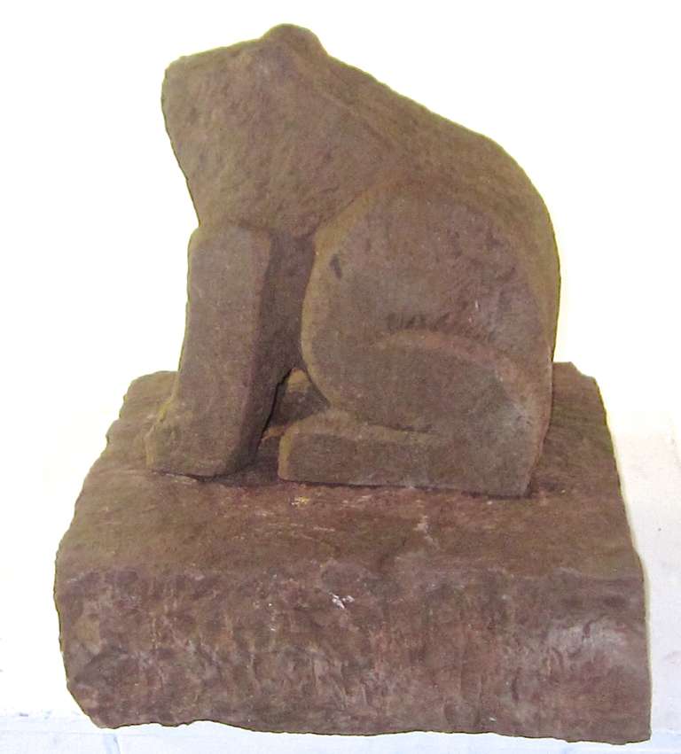Carved Stone Frog on Pedestal In Good Condition In Solebury, PA