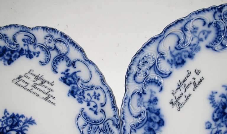 Twelve Porcelain Dinner Plates Circa 1880-90's with Advertising