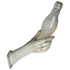 Antique Advertising Store Display Hand With Bottle-Whistle Soda