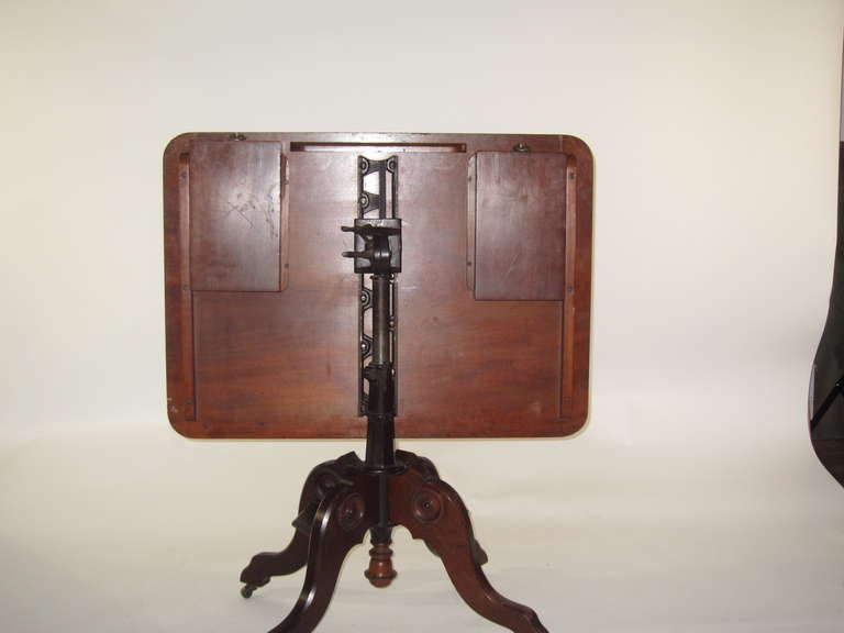 19th Century Folding Table by Clowes & Gates, Mahogany & Walnut