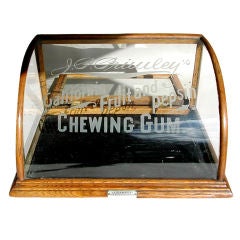 Antique Curved Glass Front Counter Display Case By J. Riswick