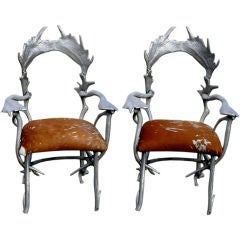 Two Metal Horn Chairs