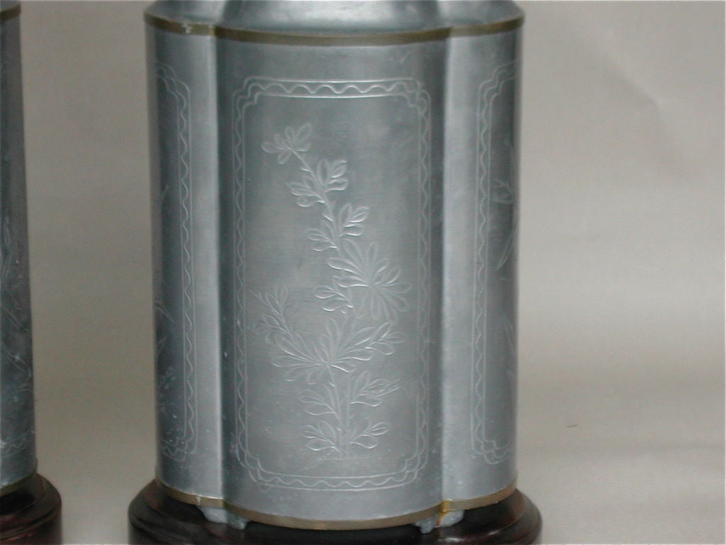 19th Century Pair of Tea Caddy Table Lamps For Sale