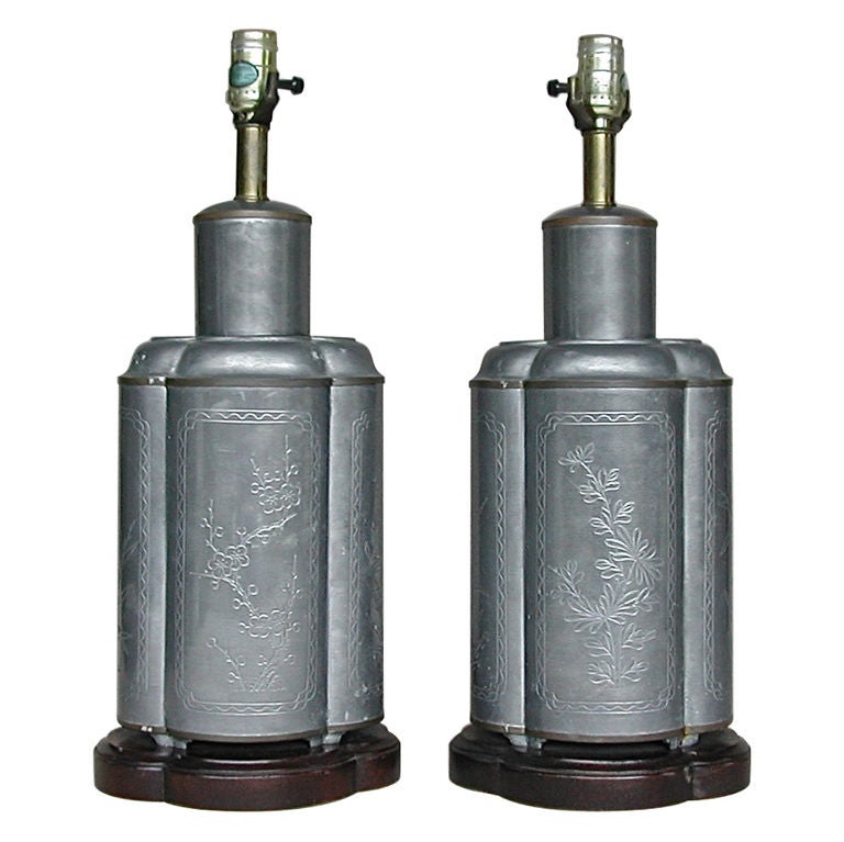 Pair of Tea Caddy Table Lamps For Sale