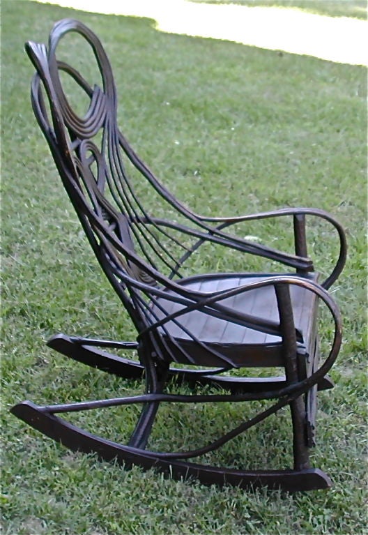 Painted American Bentwood Twig Rocking Chair
