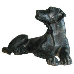 Recumbent Cast Iron Dog Figure