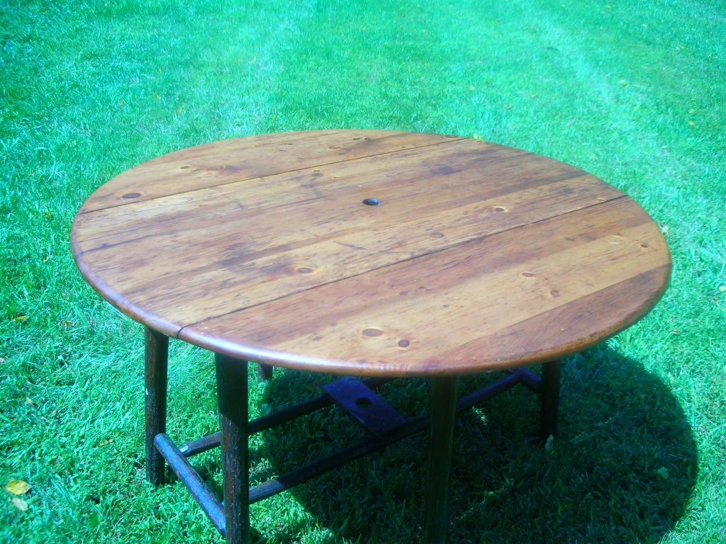 American Adirondack/old Hickory /gate Leg Drop Leaf Table With Umbrella For Sale