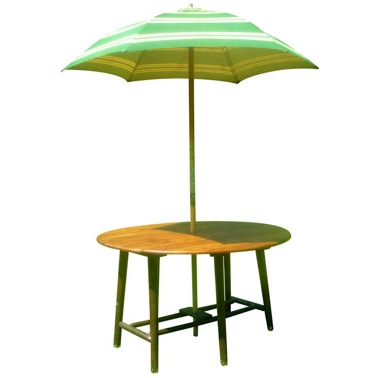 Adirondack/old Hickory /gate Leg Drop Leaf Table With Umbrella For Sale