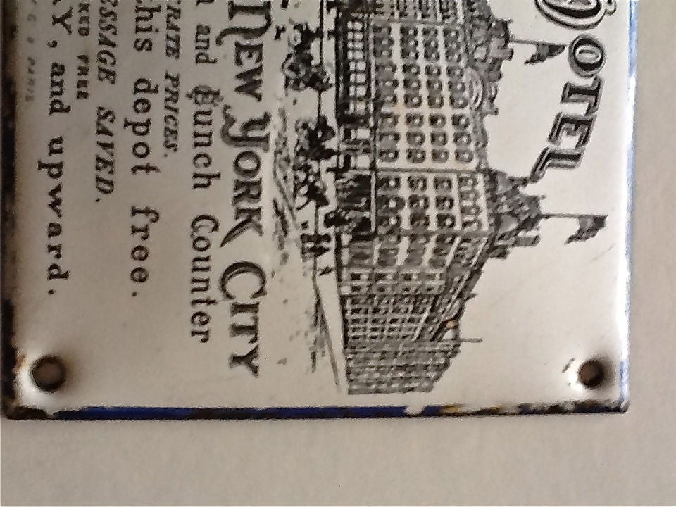 19th Century Porcelain Sign, circa 1874, Rare NYC Advertising For Sale