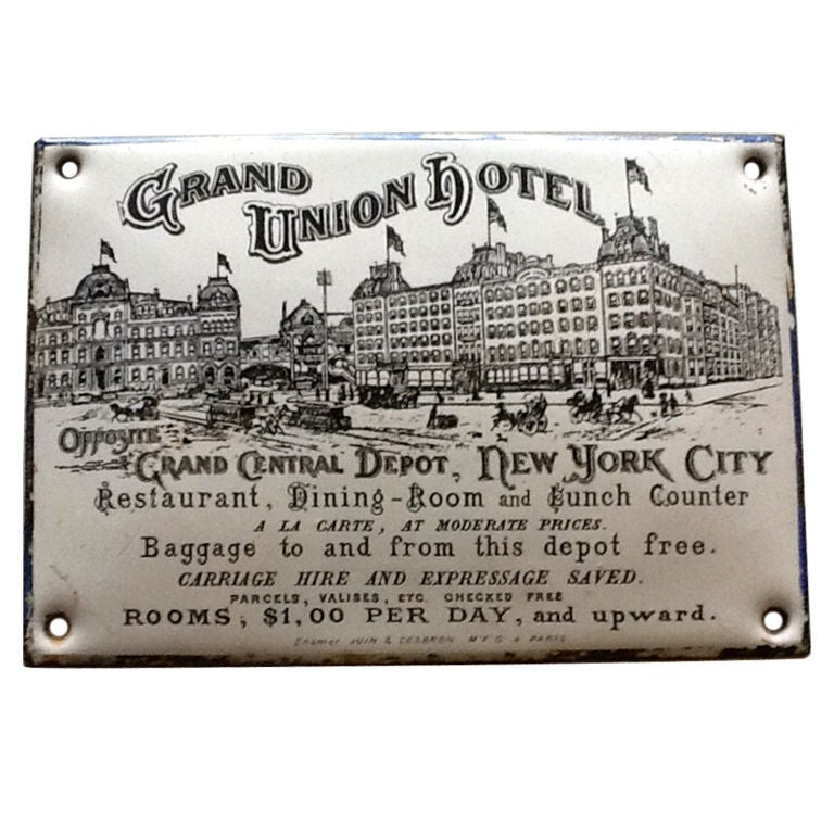 Porcelain Sign, circa 1874, Rare NYC Advertising For Sale