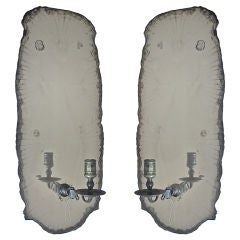 Pair Of Mirror Backed Wall Sconces, Ca 1860 Pair Of Mirror Backed Wall Sconces, Ca 1860