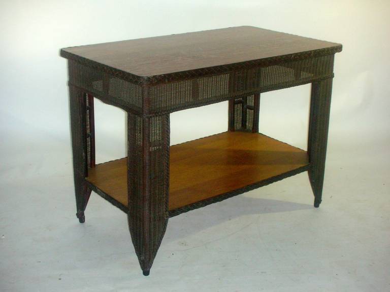 19th Century Heywood Wakefield Tiered Wicker Table