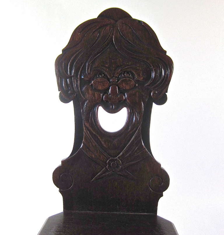 19th Century Two Stabellen Carved-Face Chairs For Sale