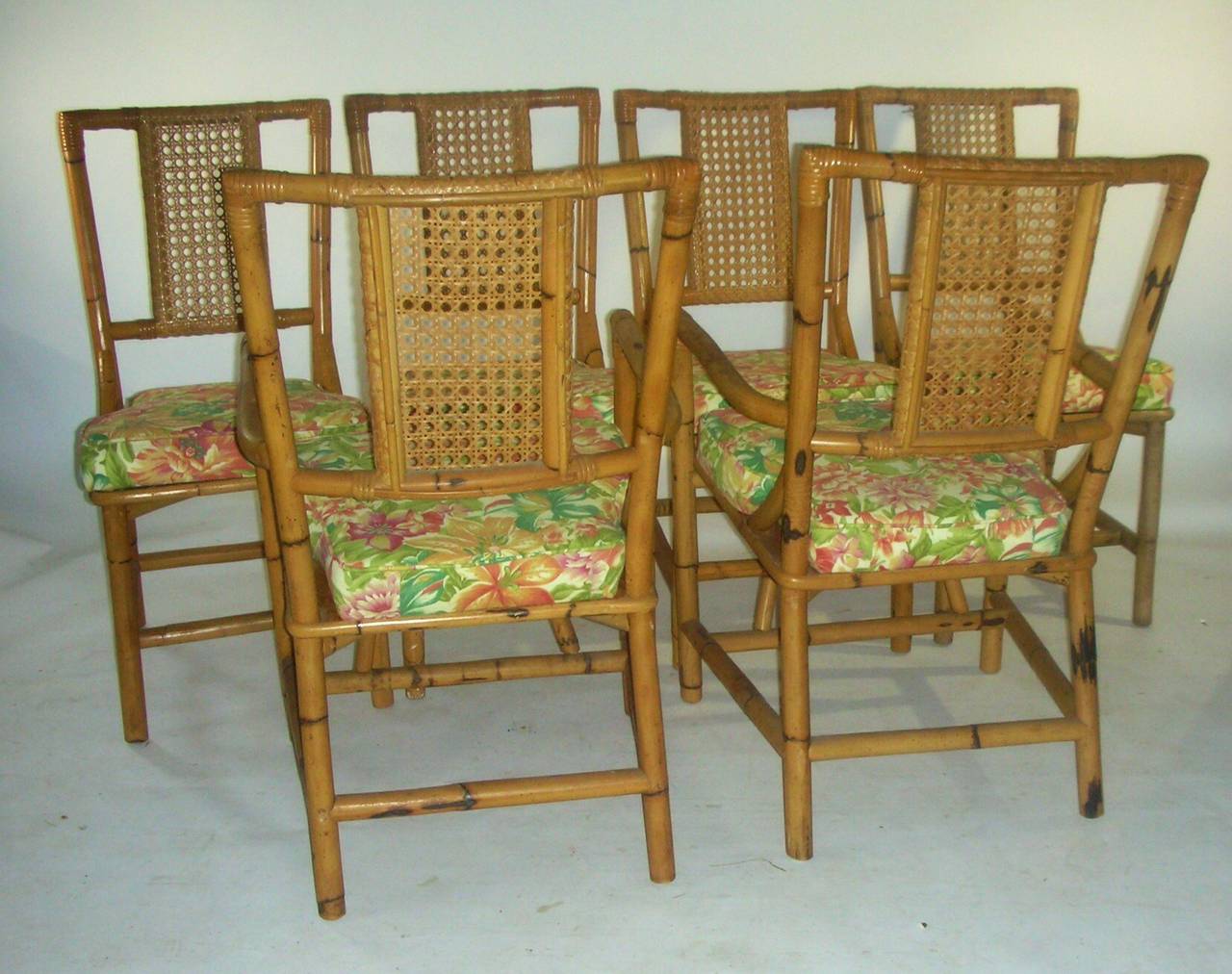 Six Bamboo Dining Chairs In Good Condition For Sale In Solebury, PA