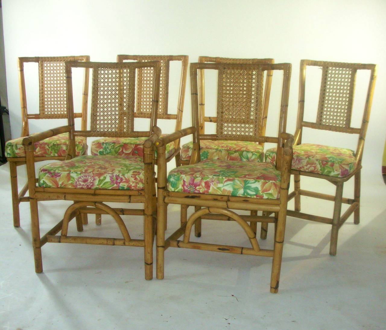 20th Century Six Bamboo Dining Chairs For Sale